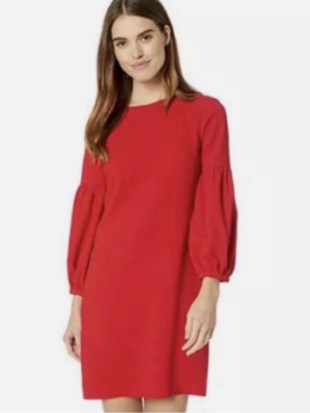 Trina Turk Tuby Rose Red Balloon-Sleeve Shift Dress with keyhole back - NWT sz 6